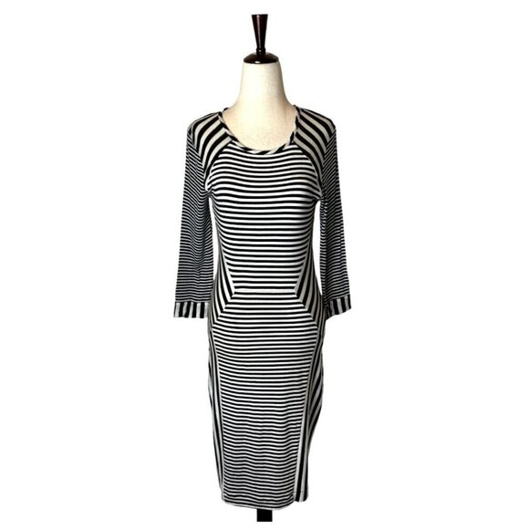 Diane Von Furstenberg Black And‎ White Multi Directional Striped Haven Dress S - Picture 2 of 11